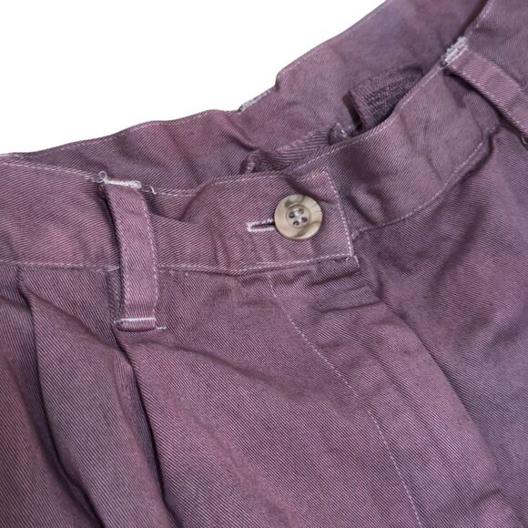 Reworked Vintage “Purple Provisions” Hand-Dyed Pleated Wide Leg Chino Shorts 10 - Picture 3 of 7